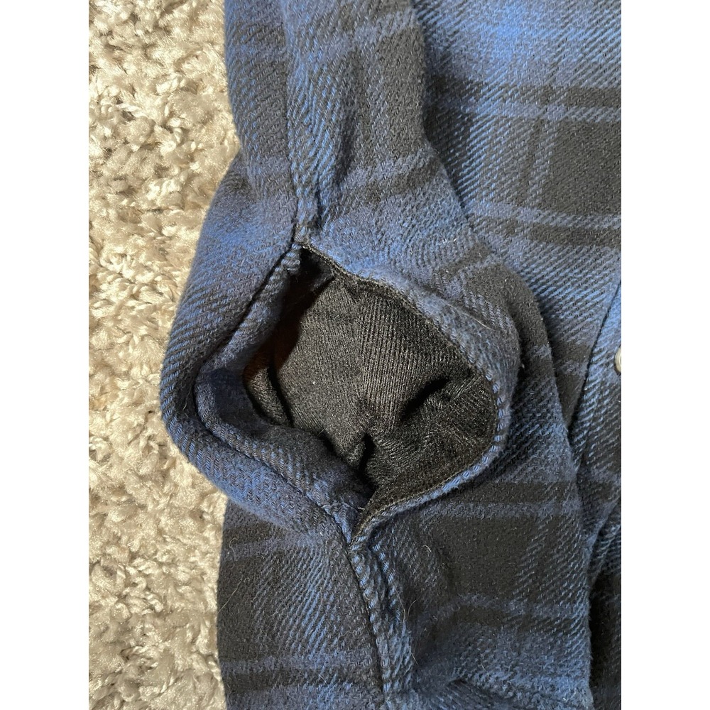 ORVIS Big Bear Flannel Shirt Jacket Shacket Mens XL Blue Plaid Heavy Weight‎ - Picture 6 of 15